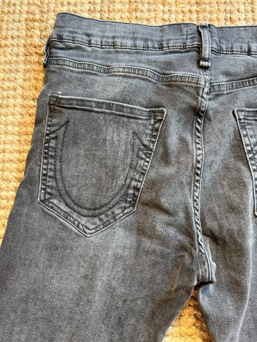 True Religion Tony Skinny Distressed Washed Black Jeans Mens Size 33